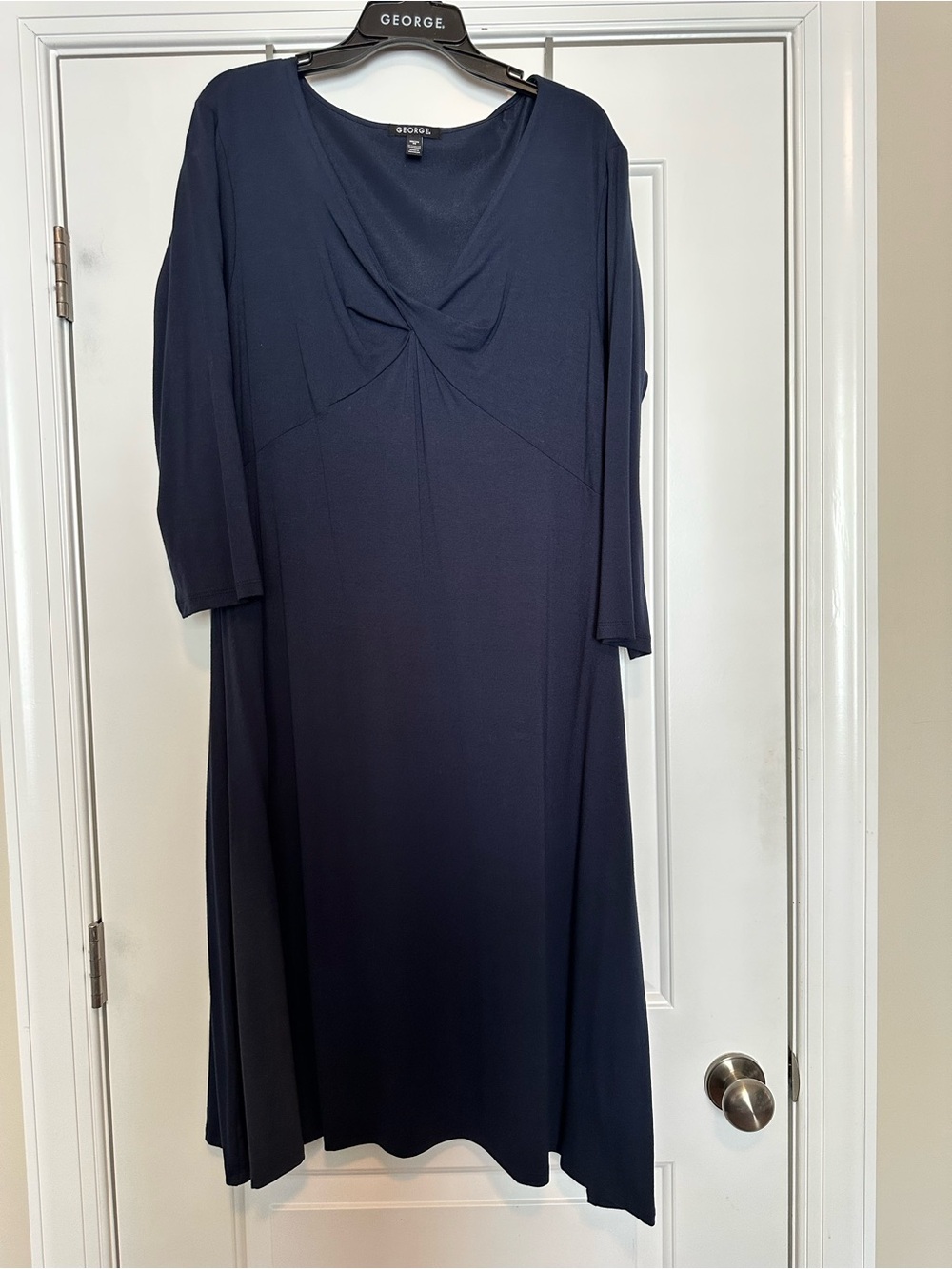 George Navy Twist-Detail Midi Dress